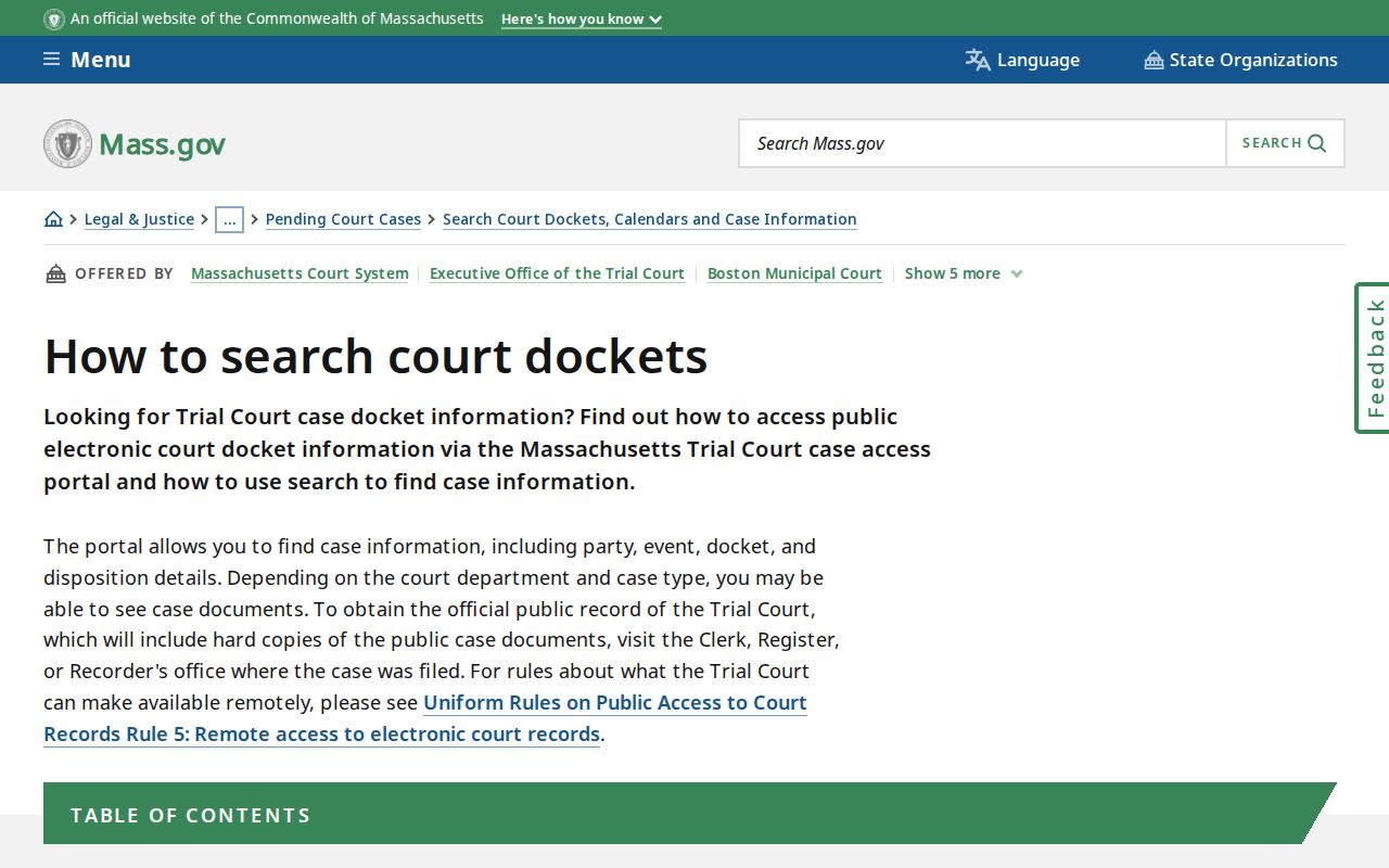 Methuen residents directory MassCourts docket search guidance