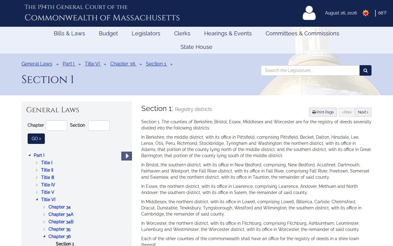Methuen previous residents research and the Essex Northern District statute