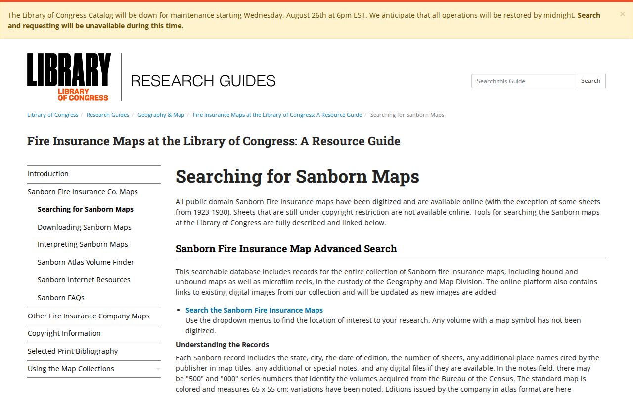 Methuen previous residents research with Library of Congress Sanborn map searching