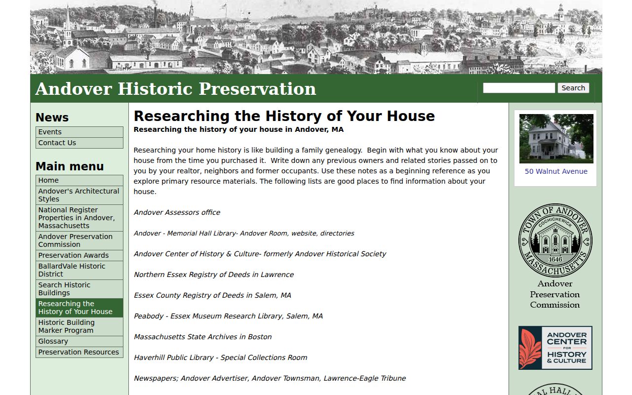 Methuen previous residents research using a regional Northern Essex house-history method