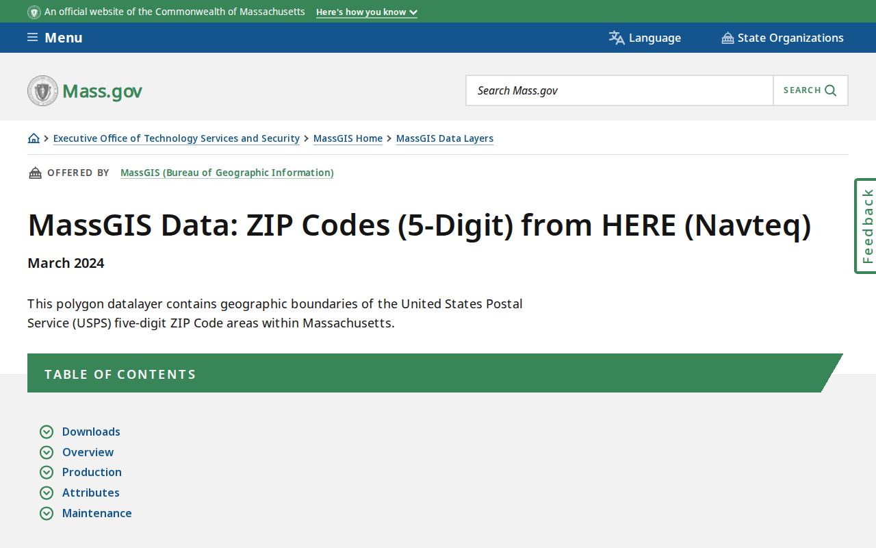 Methuen ZIP code directory MassGIS postal polygon source