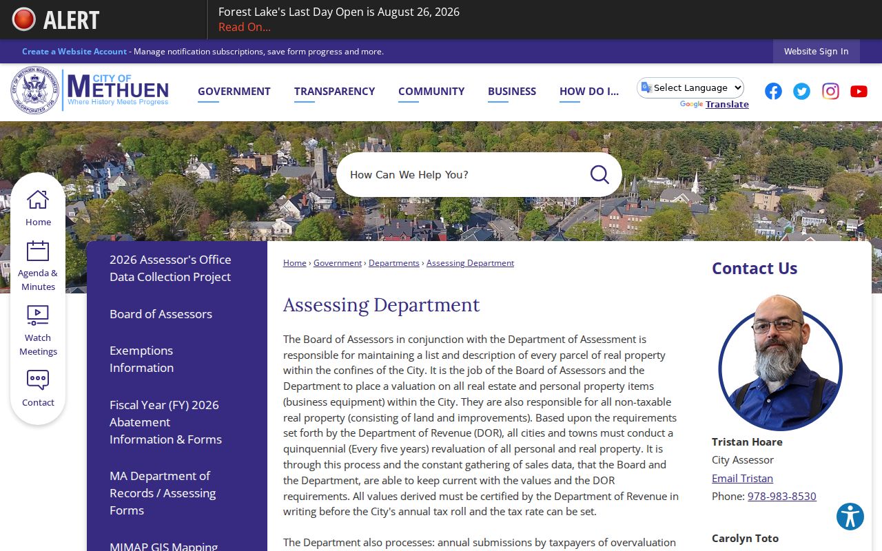Methuen ZIP code directory Assessing Department source
